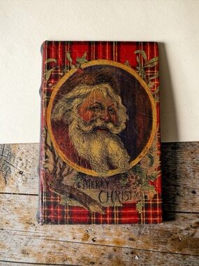 VINTAGE SANTA CHRISTMAS BOOK BOX DECOR STORAGE CONTAINER ST. NICHOLAS